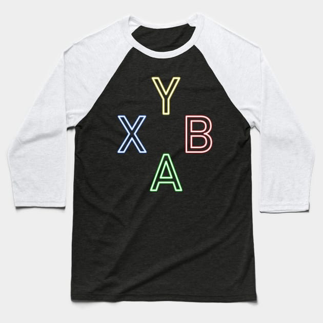 XBOX neon buttons Baseball T-Shirt by TonyLivingston